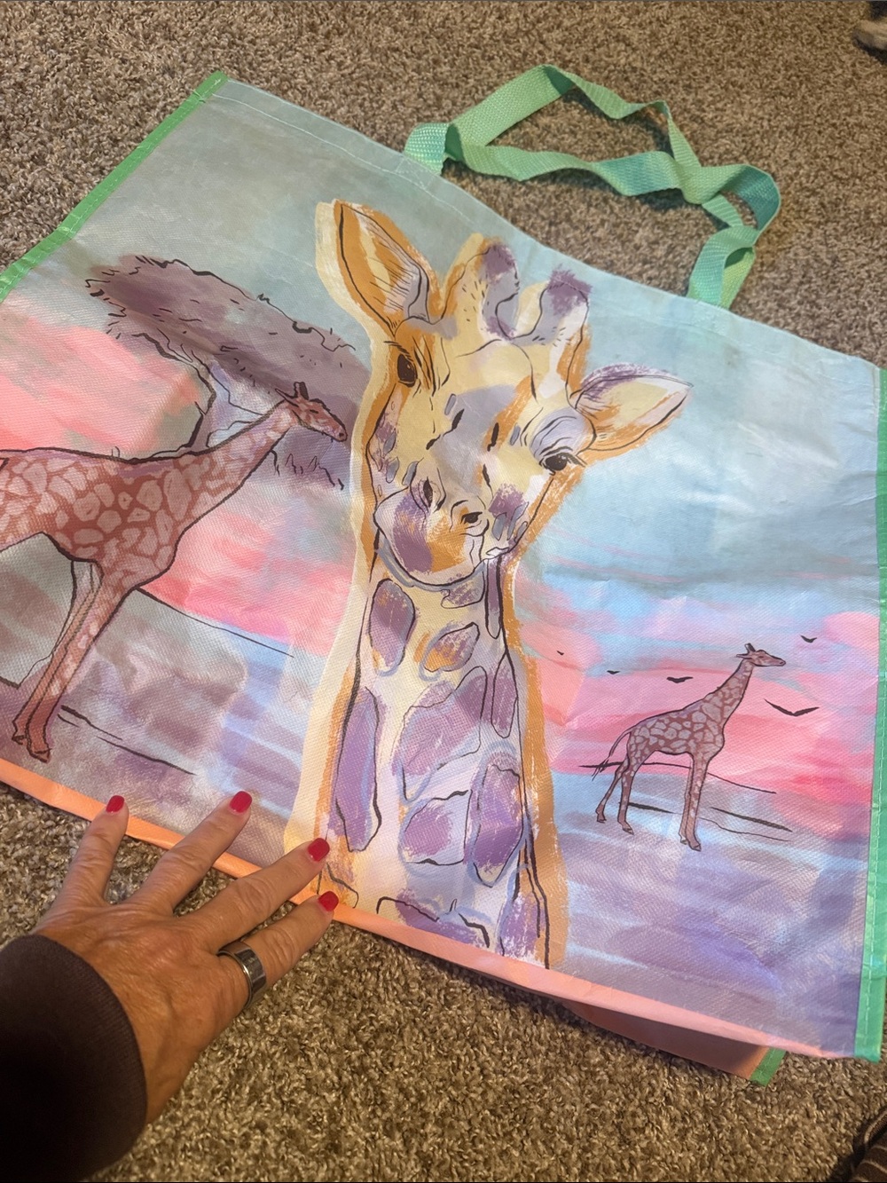 Giant TJ Maxx reusable giraffe print tote - EUC!